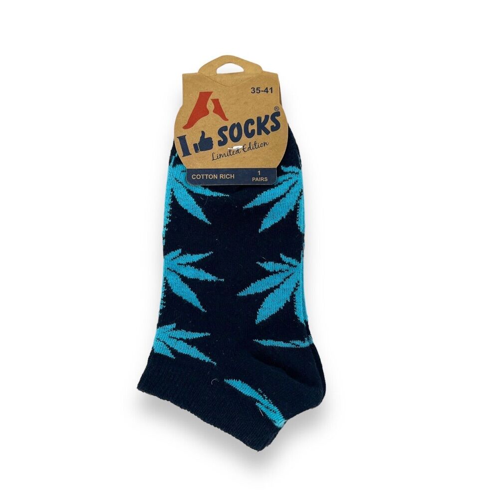 Thumbs Up Black Floral Print Socks NWT